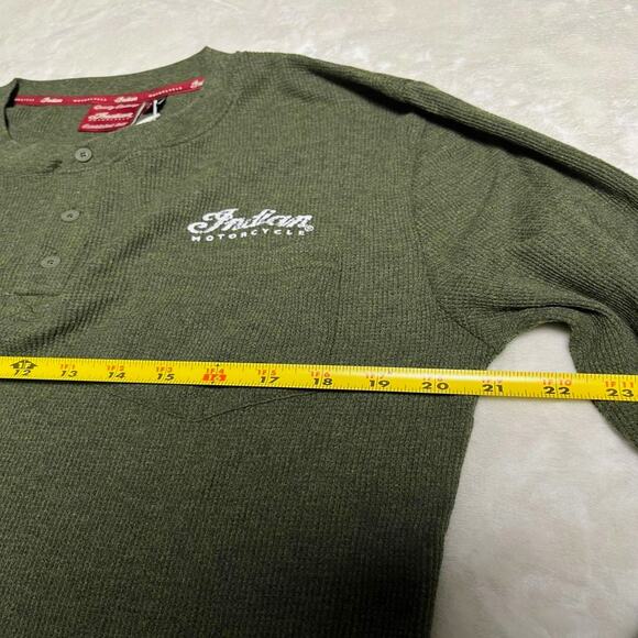 NWT Indian Motorcycle Waffle Thermal Shirt Men's M Graphic Dark Army Green Biker - Picture 6 of 8